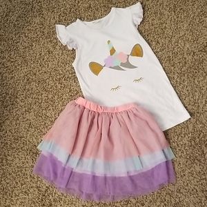 Boutique unicorn outfit with tulle skirt size 7